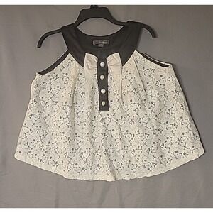 Twenty One‎ Top Womens Small White Floral Lace Coquette Bow Sleeveless